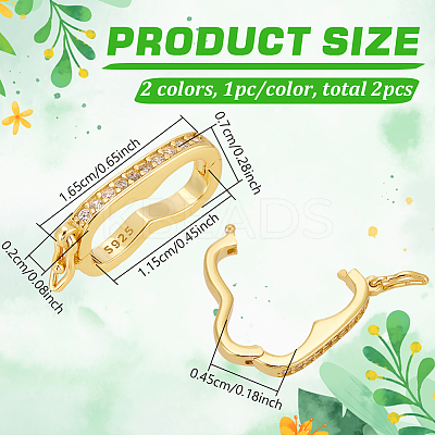 2Pcs 2 Colors 925 Sterling Silver Peanut Twister Clasps FIND-PH0025-43-1