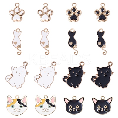 32Pcs 8 Styles Alloy Enamel Pendants ENAM-TA0004-17-1