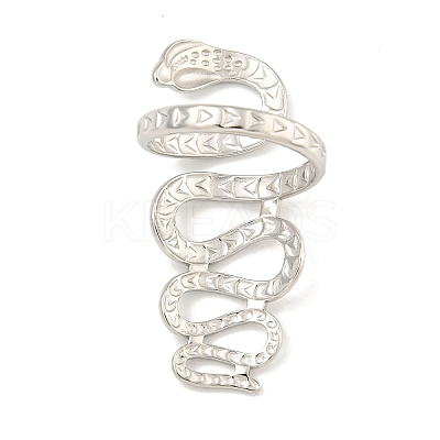 Non-Tarnish 304 Stainless Steel Snake Wrap Open Cuff Ring for Women RJEW-A043-29P-1