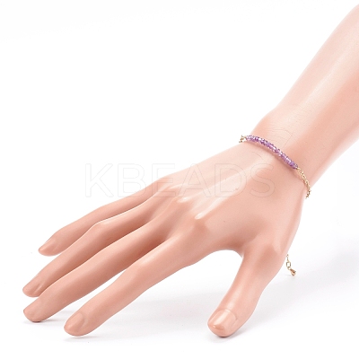 February Birthstone Natural Amethyst Beaded Bracelets BJEW-JB06092-02-1
