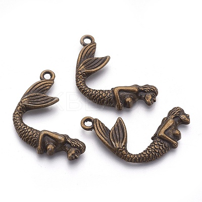 Tibetan Style Alloy Mermaid Pendants LS-TIBEP-36349-AB-NR-1