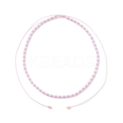 3Pcs 3 Color Glass Seed Braided Beaded Necklaces Set for Women NJEW-JN04117-1