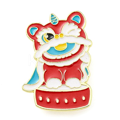 Chinese Style Dancing Lion Enamel Pins LS-JEWB-Q032-02B-1