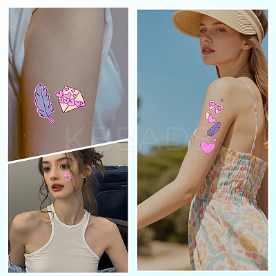 20 Sheets Luminous Water Proof Removable Temporary Tattoos Stickers AJEW-SP0002-81C-1