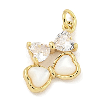 Brass with Cubic Zirconia with Sea Shell Pendants KK-Q820-11G-1