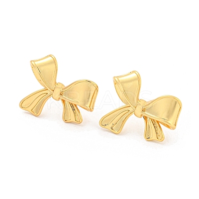 Bowknot Rack Plating Brass Stud Earrings EJEW-K263-34G-1