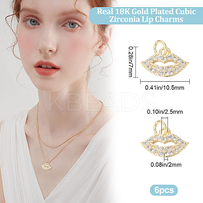 6Pcs Brass Micro Pave Grade AAA Cubic Zirconia Charms ZIRC-BBC0001-72-1
