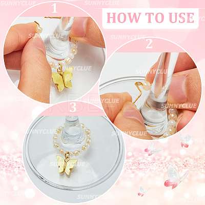 Alloy Enamel Butterfly Wine Glass Charms AJEW-SC00017-1