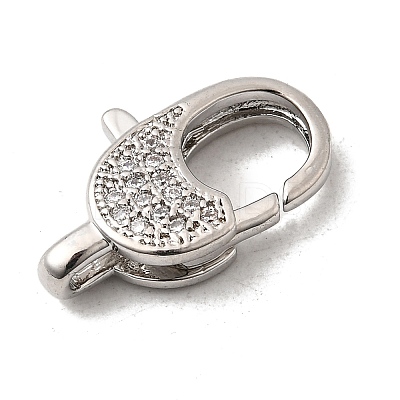 Brass Clear Cubic Zirconia Lobster Claw Clasps KK-Z078-45A-P-1