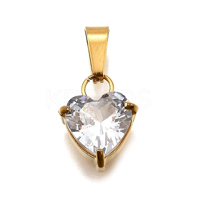 304 Stainless Steel Micro Pave Cubic Zirconia Pendants STAS-B086-13G-04-1