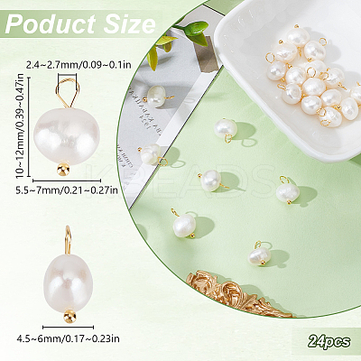 24Pcs Natural Pearl Two Sides Polished Charms PALLOY-HY00055-1