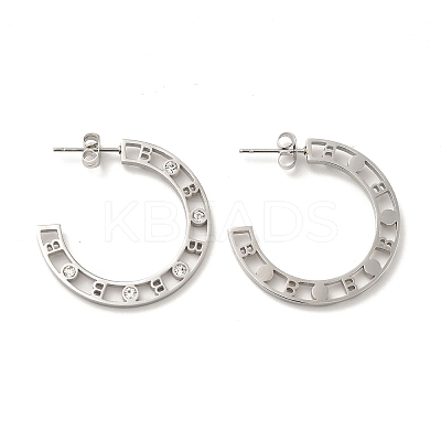 Crystal Rhinestone Initial Letter B Stud Earrings STAS-H175-28P-1