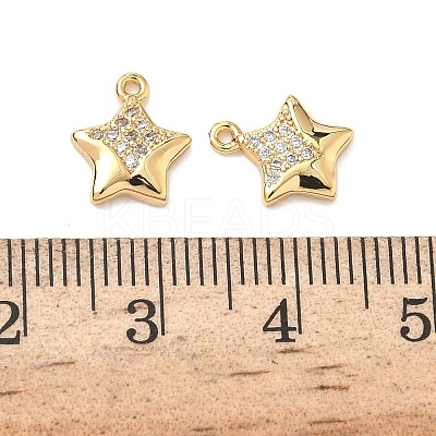 Brass Micro Pave Cubic Zirconia Star Charms KK-A281-19G-1