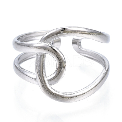Non-Tarnish 304 Stainless Steel Knot Open Cuff Ring RJEW-N040-06-1