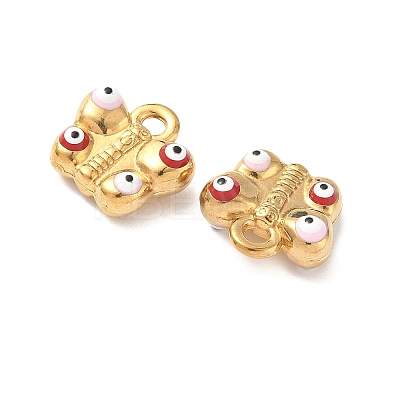 304 Stainless Steel Enamel Butterfly with Evil Eye Charms STAS-I346-22G-1