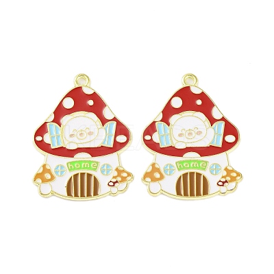 Golden Plated Alloy Enamel Pendants ENAM-Z017-09G-01-1