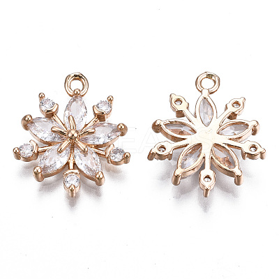 Brass Micro Pave Clear Cubic Zirconia Pendants KK-S359-104-B01-RS-1