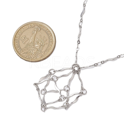 304 Stainless Steel Wavy Bar Link Chain Macrame Pouch Necklace Making NJEW-JN05061-02-1