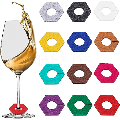 60Pcs 12 Colors Felt Wine Glass Charms AJEW-BC0003-09-1
