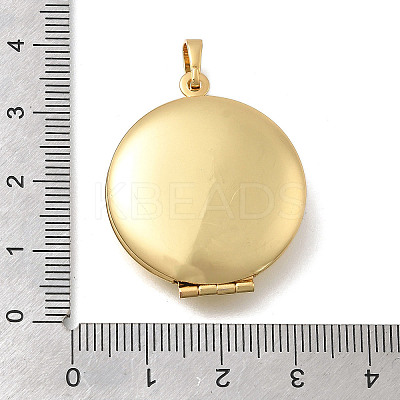 Brass Flat Round Locket Pendants KK-D431-029A-G-1