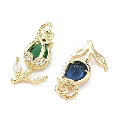 Brass Micro Pave Cubic Zirconia Pendants KK-K417-09G-1