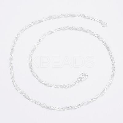 304 Stainless Steel Singapore Chain Necklaces NJEW-H453-09S-1