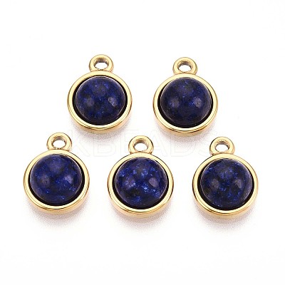 Dyed Natural Lapis Lazuli Half Round Charms STAS-N109-213D-G-1