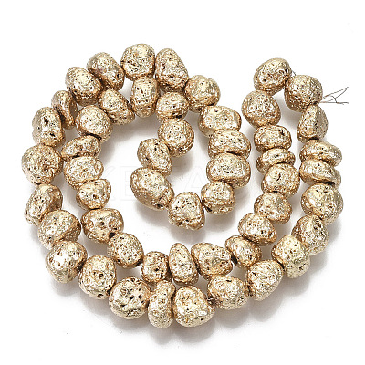Electroplated Natural Lava Rock Beads Strands X-G-S352-29KC-1
