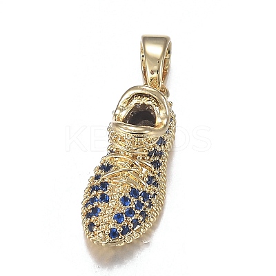 Brass Micro Blue Cubic Zirconia Pendants ZIRC-F120-063G-1