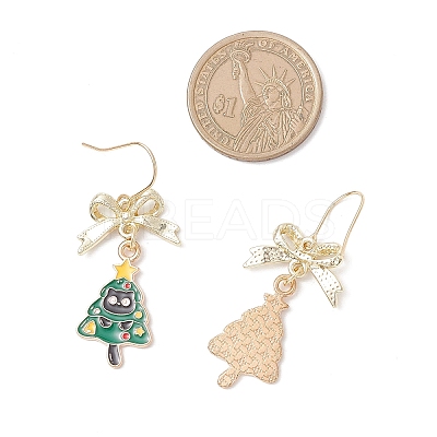 4 Pairs 4 Styles Christmas Theme Alloy Enamel Dangle Earrings EJEW-JE06562-1