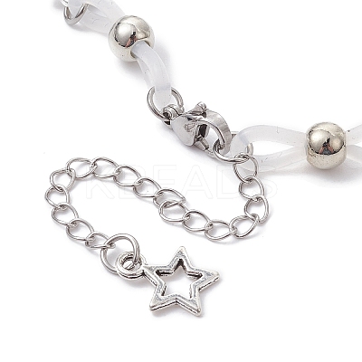 Alloy & Silicone Link Chain Bracelets BJEW-JB09984-01-1