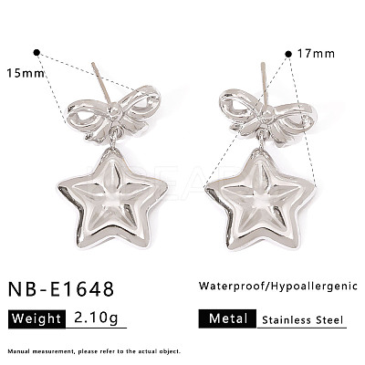 304 Stainless Steel Dangle Stud Earrings WGAD79C-02-1