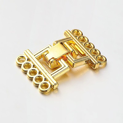 5 Strands Alloy and Brass Fold Over Clasps PALLOY-N0112-02G-1
