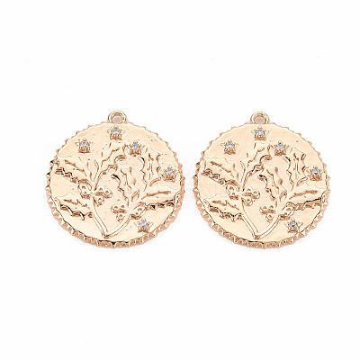 Brass Micro Pave Clear Cubic Zirconia Pendants KK-S364-198-1