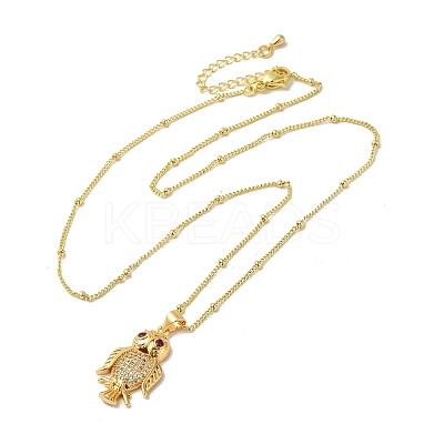 Brass Micro Pave Cubic Clear Zirconia Pendants Necklaces NJEW-K269-01A-G-1