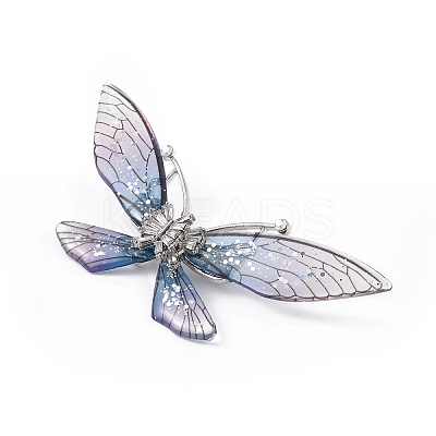 Bling Resin Butterfly Brooch Pin with Crystal Rhinestone LS-JEWB-P016-04P-03-1