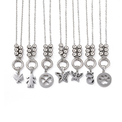 Non-Tarnish 304 Stainless Steel Pendant Necklaces NJEW-L458-080P-1