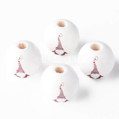 Painted Natural Wood Beads WOOD-N006-189-1