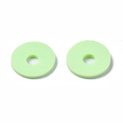 Flat Round Handmade Polymer Clay Beads CLAY-R067-12mm-24-1