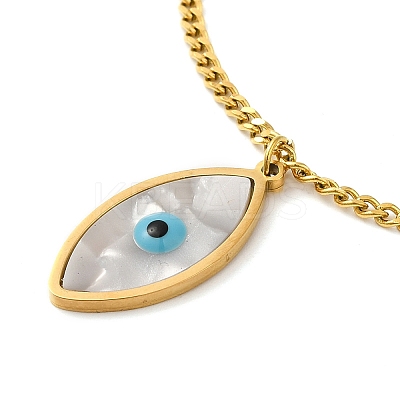 Natural Shell with Enamel Horse Eye Pendant Necklaces NJEW-E104-01G-1