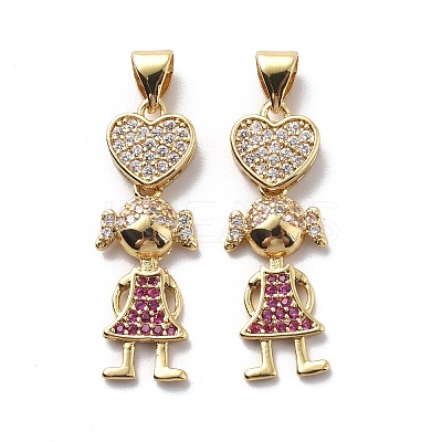 Brass Cubic Zirconia Pendants KK-G446-20G-1