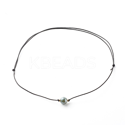 Pearl Luster Plated Round Faceted Natural Agate Pendant Necklace NJEW-JN03657-05-1