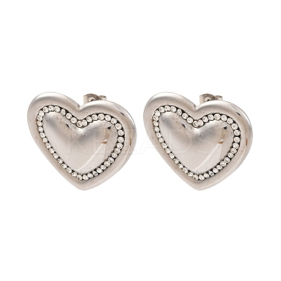 304 Stainless Steel Rhinestone Stud Earrings EJEW-K311-02P-1