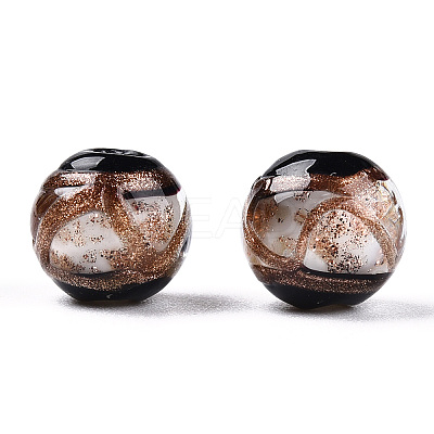 Handmade Gold Sand Lampwork Beads LAMP-T019-8mm-01-1
