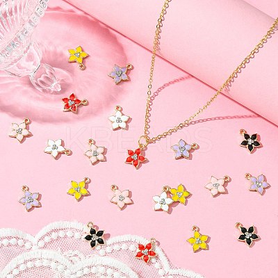 30Pcs 6 Colors Flower Alloy Enamel Pendants ENAM-CJ0006-21-1