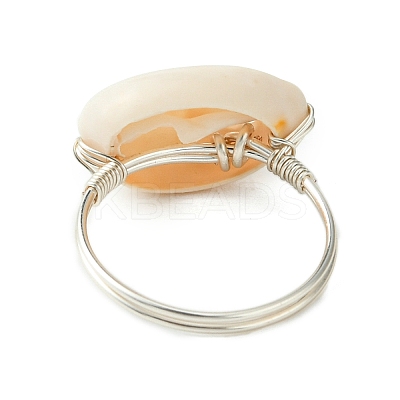 Natural Cowrie Shell Finger Rings RJEW-TA00171-1
