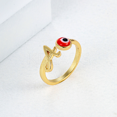 Golden Brass Letter A Open Cuff Rings NE2200-2-1