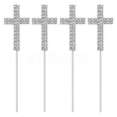 4Pcs Zinc Alloy Rhinestone  Birthday Cake Insert Cards AJEW-FG0004-87-1