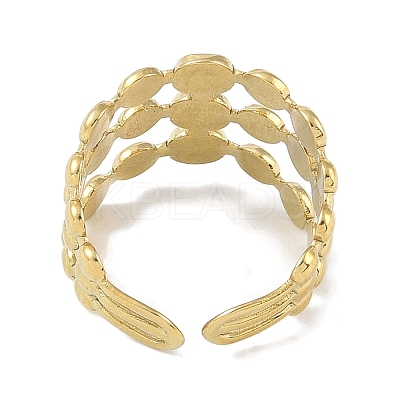 Ion Plating(IP) 304 Stainless Steel Enamel Flat Round Cuff Finger Rings RJEW-L107-080G-02-1