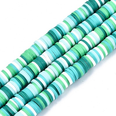 Handmade Polymer Clay Beads Strands CLAY-R089-6mm-094-1